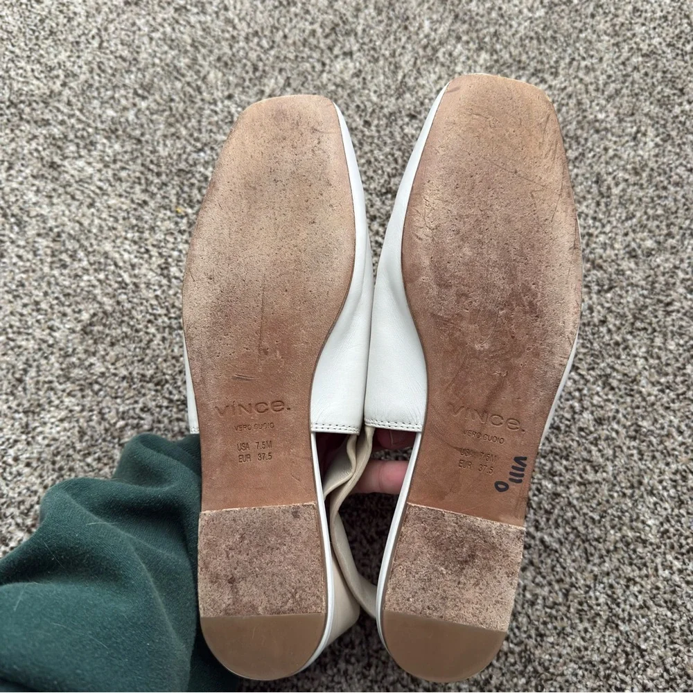 Vince White Leather Sling Back Flats - Picture 4 of 5